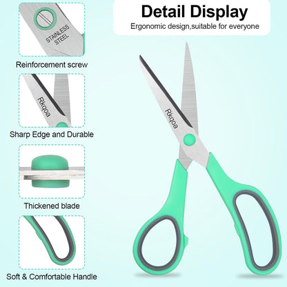 Scissors, 6 Pack 8" All Purpose Comfort-Grip Sharp Shears for Everyday Use