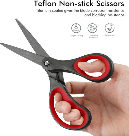LIVINGO Scissors All Purpose Heavy Duty 8" Office Titanium Non Stick 2 Pack