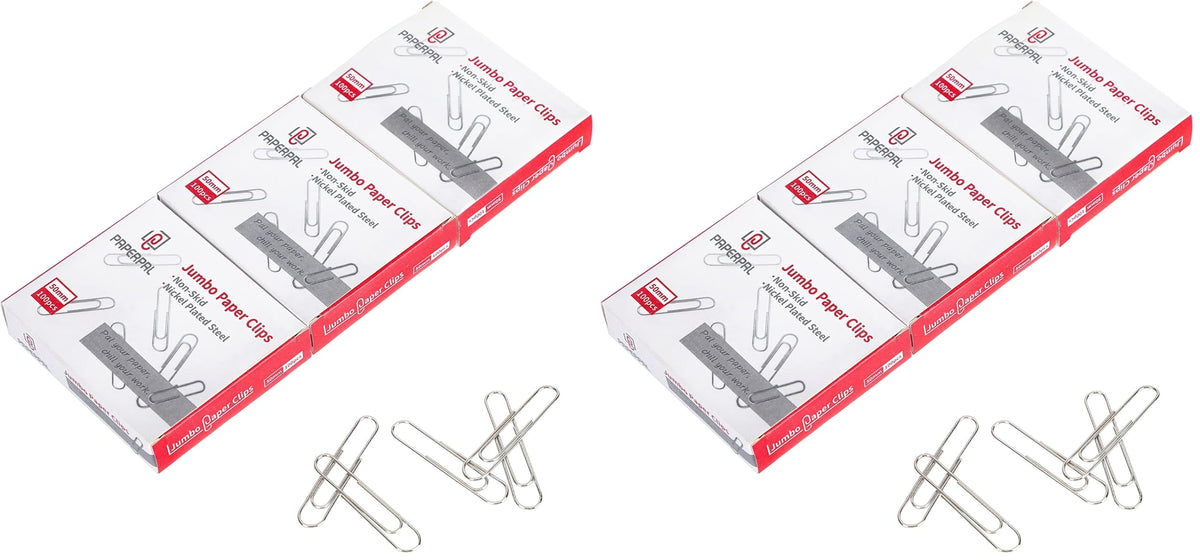 PAPERPAL Paperclips for Office School & Personal Use, #1 Smooth Paper Clip (1-2/7"), 600 Medium Paper Clips (6 Boxes of 100 Each), Silver