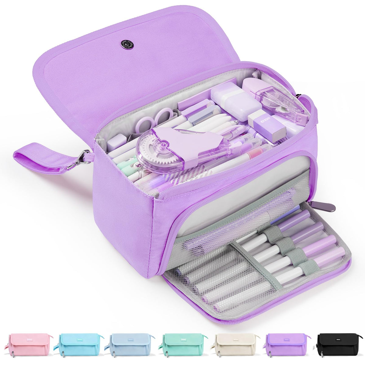 Sooez Super Large Pencil Case, Big Capacity Pencil Bag with 3 Compartments
