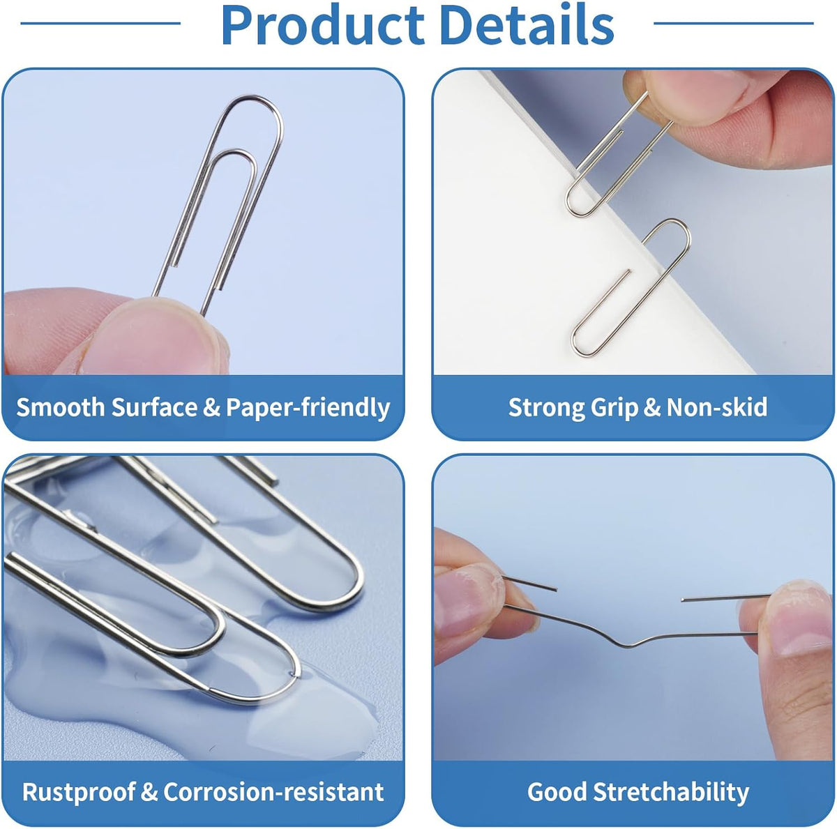 800 PCS Medium Paper Clips #1, Smooth Paperclip for Office & School, 1.3 in