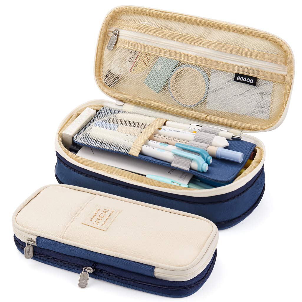 EASTHILL Big Capacity Pencil Pen Case Office College School Large Storage High Capacity Bag Pouch Holder Box Organizer Blue (Cyan)