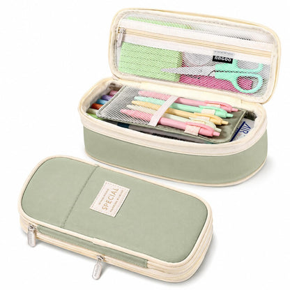 PUPTILY Pencil Case, Large Capacity Aesthetic Pencil Cases with Durable Zipper, Big Stationery Pencil Pouch for Women & Men, Adults Portable Storage Organizer Bag for College, Office, Travel (Green)
