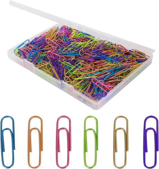 Ufmarine Paper Clips, Medium Paper Clips, 480 Pcs Colored Paperclips 1.3 inch for Office Supply