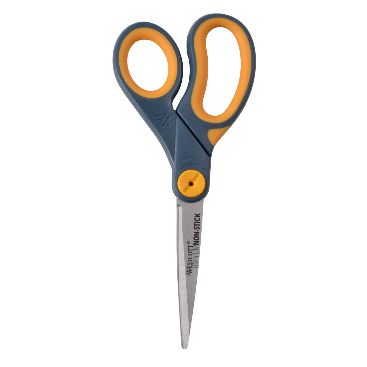 Westcott 8-Inch Non-Stick Titanium Scissors For Office and Home - Glide Adjust Technology - Grey/Yellow Craft, Fabric Scissors - 2 Pack
