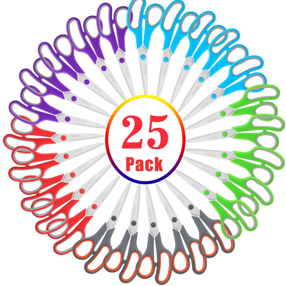 Scissors Bulk Set of 5-Pack, Niutop 8" Multipurpose Sharp Sewing Craft Fabric Scissors for Office Home High/Middle School Student Office Teacher Art Supplies, Soft Comfort-Grip Right/Left Handles