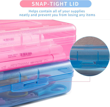 Sooez 3 Pack Pencil Case, Large Hard Pencil Box Bulk, Clear Crayon Box