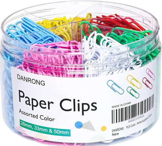 520 PCS Colored Paper Clips Assorted Sizes, Small Medium and Large