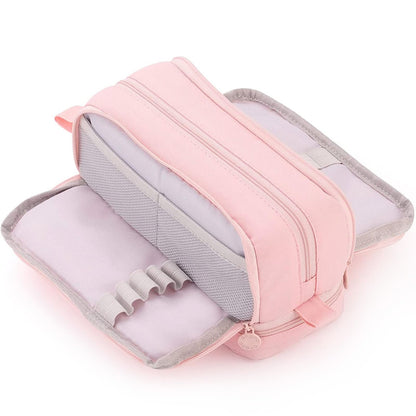 CICIMELON Large Capacity Pen Pencil Case with 4 Compartments, Multi-Slot Pencil Pouch Bag Aesthetic School Supplies Organizer for Teen Girls, Women, Adults (Pink)
