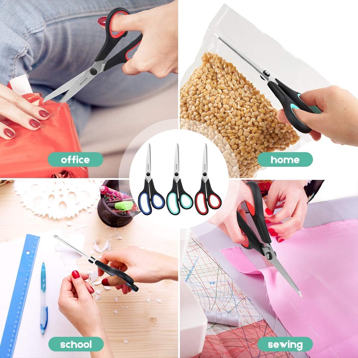 iBayam 8.5" Heavy Duty Scissors All Purpose for Office School Crafts Sewing