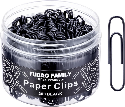 Large Paper Clips, 2 Inch Black Paper Clip, 200 pcs Jumbo Paperclips