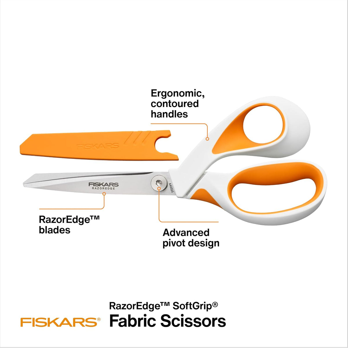 Fiskars 8" RazorEdge Fabric Scissors, Heavy Duty & Sharp Fabric Shears