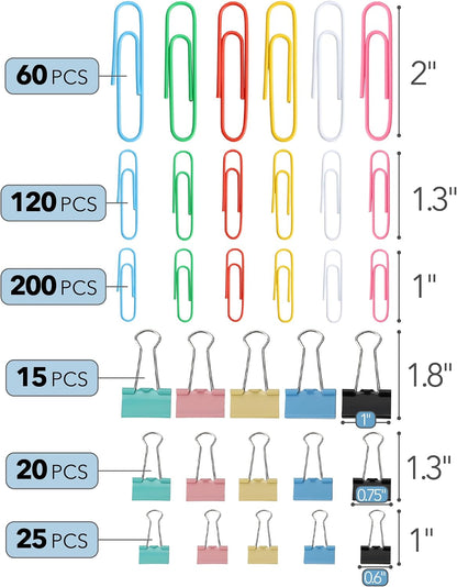 Mr. Pen- Paper Clips and Binder Clips Set, 440 pcs