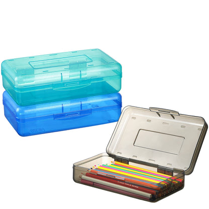 Sooez 3 Pack Pencil Case, Large Hard Pencil Box Bulk, Clear Crayon Box