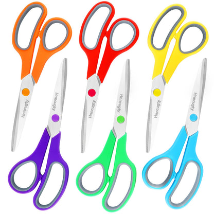 Scissors for Office School Supplies, Hnncugty 8"Scissors All Purpose 6 Pack