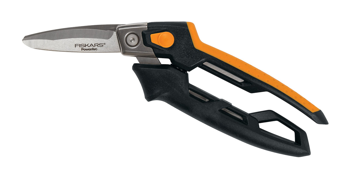 Fiskars Pro 8" PowerArc Shop Shears, Heavy Duty Serrated Utility Scissors