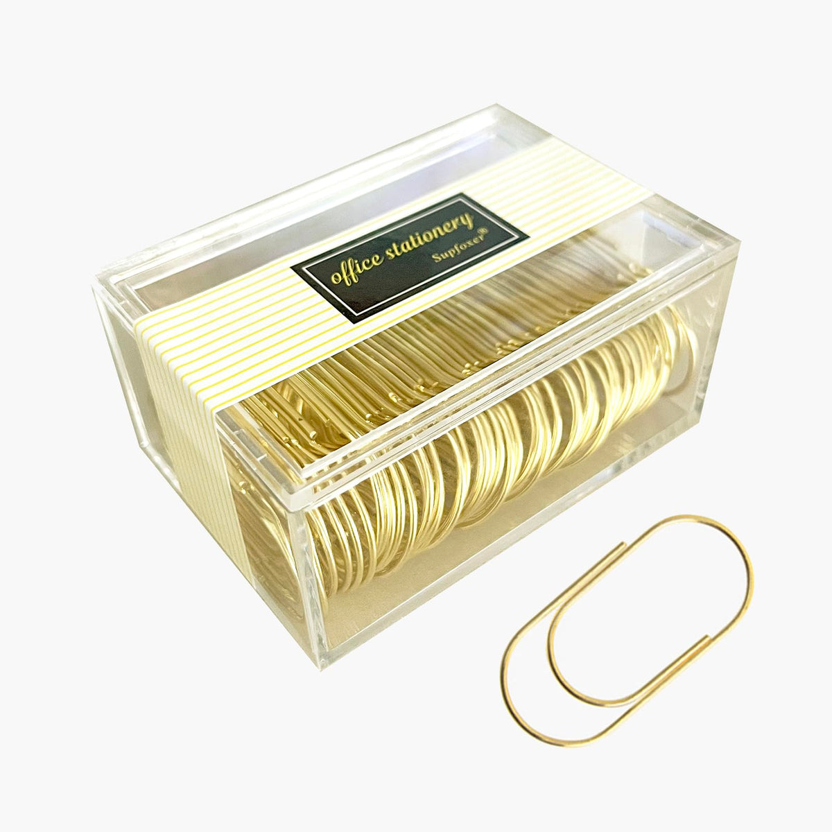 Gold Large Paper Clips, 50pcs 50mm/1.97" Oversized Jumbo Wide Planner Giant Paper Clip Non Skid Smooth Finish Steel Wire Office Supply Invitation Accessories (Gold)