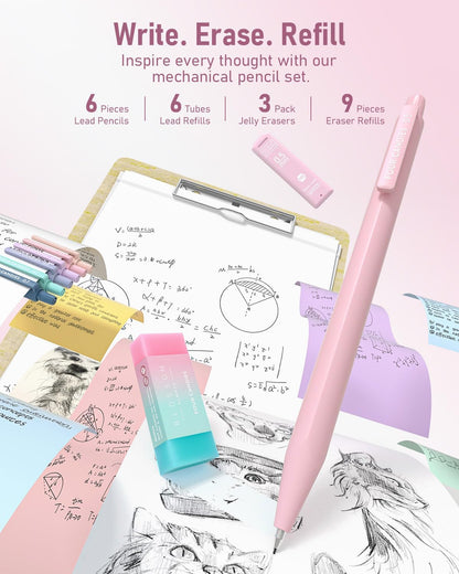 Four Candies School Supplies with Cute Pencil Case, 39ct, Pink