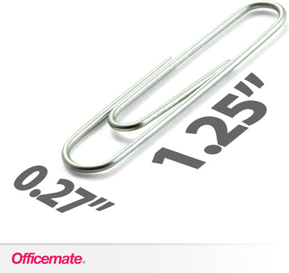 Officemate Premium #1 Paper Clips, 1,000 Paper Clips (10 Boxes of 100 Each) (99916) , Silver