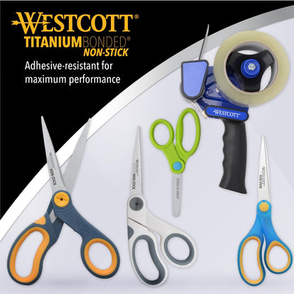 Westcott 8-Inch Non-Stick Titanium Scissors For Office and Home - Glide Adjust Technology - Grey/Yellow Craft, Fabric Scissors - 2 Pack