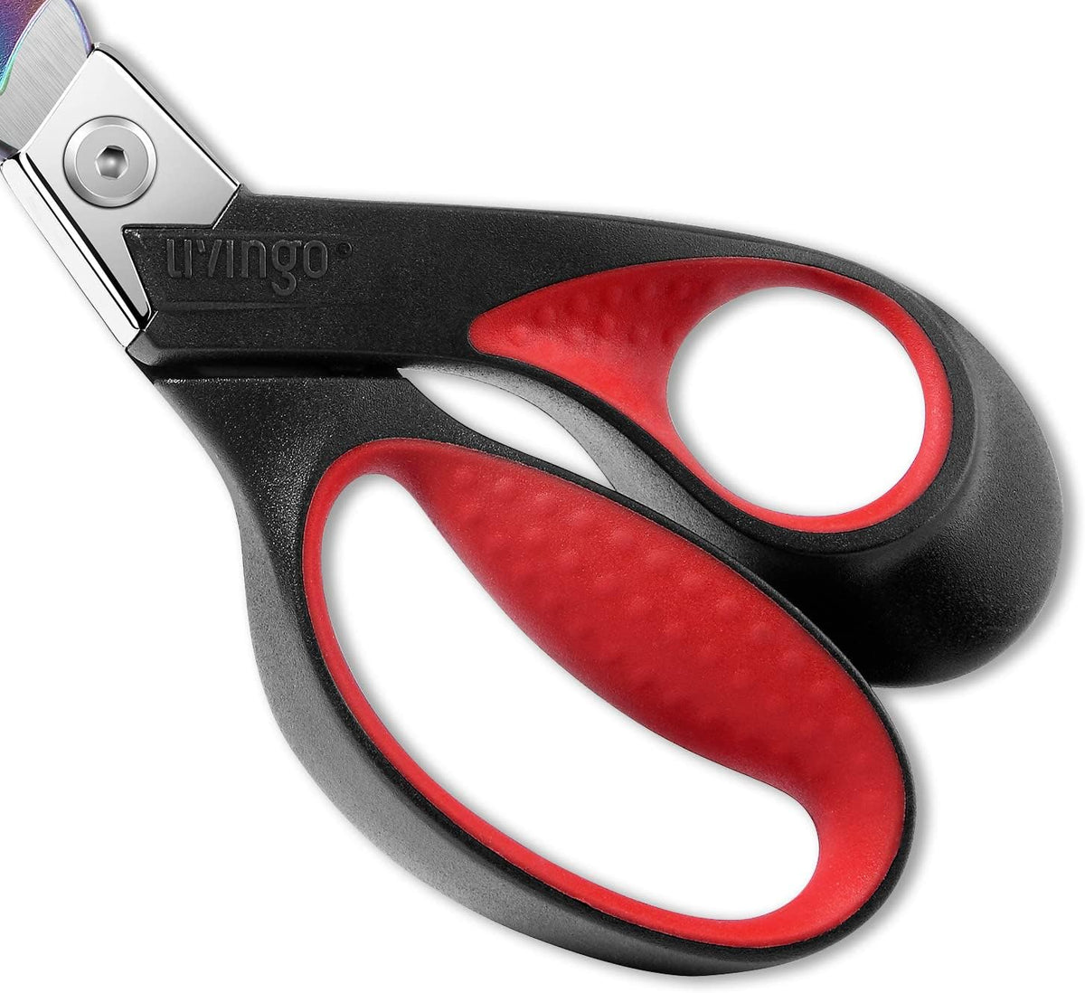 LIVINGO 9" Heavy Duty Titanium Coated Stainless Steel Scissors, (Red/Black)
