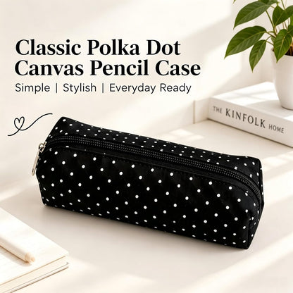 Polka Dot Canvas Pouch, Aesthetic Polka Dot Canvas Case for Daily Item