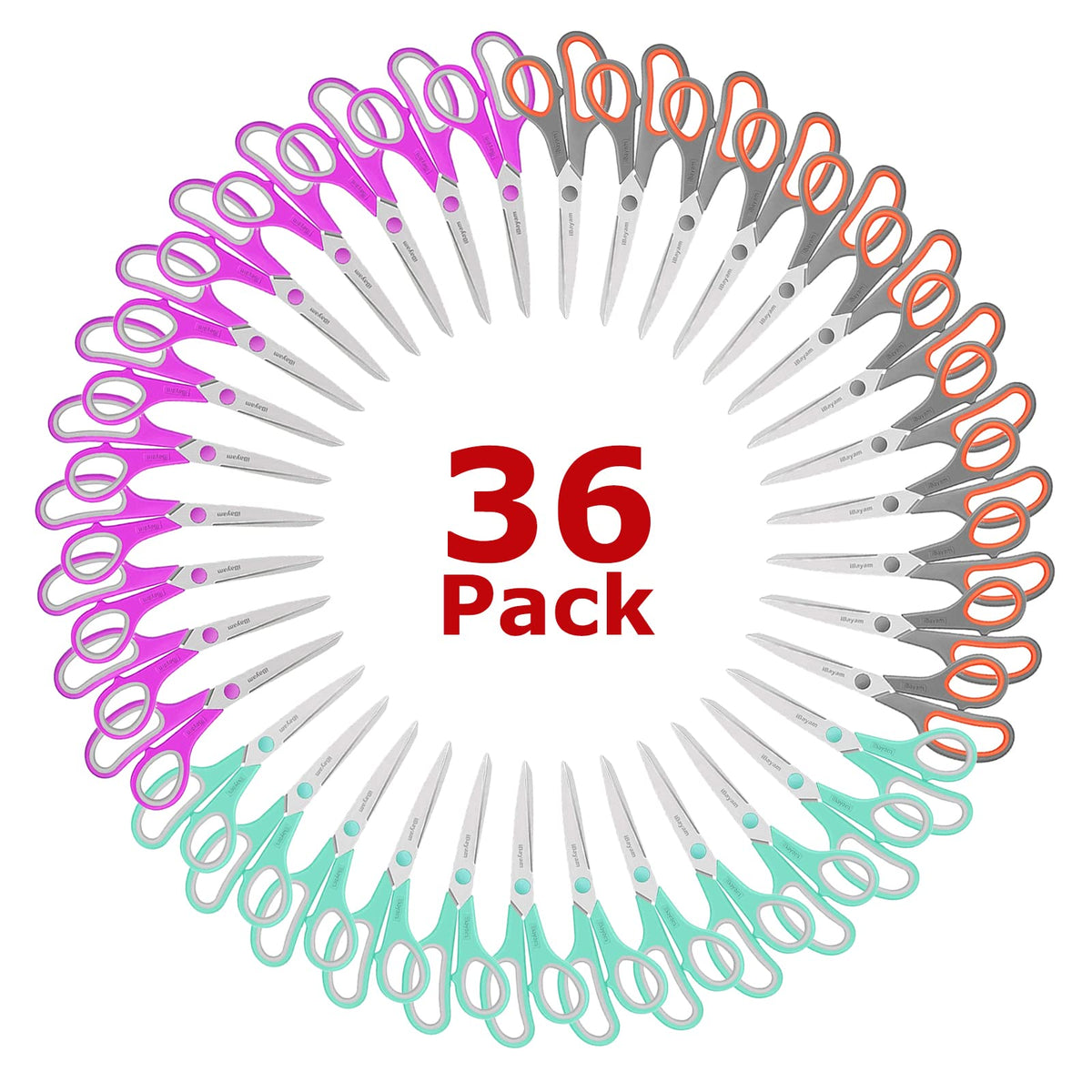 iBayam 8.5" Scissors All Purpose, 2.5mm Sharp Blade, 3 Cute School Office