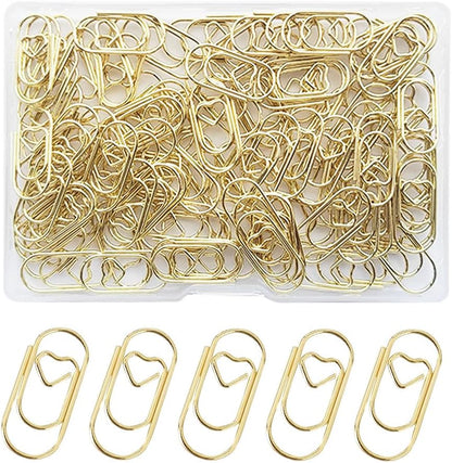 100 Pack Love Heart Shaped Paper Clips, Mini Paperclips Papers