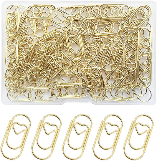 100 Pack Love Heart Shaped Paper Clips, Mini Paperclips Papers