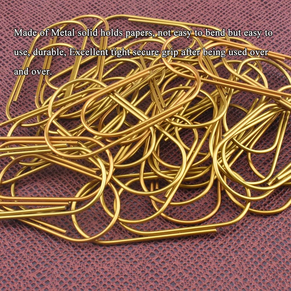HAHIYO Paper Clips 2 inches (50mm) Length Gold Wide Paperclips Vinyl Coated Prevent Scratching Tearing The Pages Sturdy for Bookmark Organize Home Office School 30 Pack