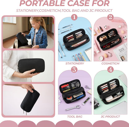 Della Gao Large Pencil Case, Big Capacity Pencil Pouch with 2 Compartments