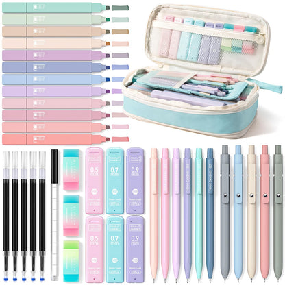 Four Candies School Supplies with Cute Pencil Case, 39ct, Pink
