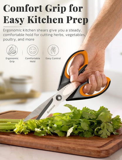 Astercook Kitchen Scissors, 3-Pack Heavy Duty Kitchen Shears with Stainless Steel Blades for Meat, Poultry, Herbs, Vegetables and Packaging, Dishwasher Safe