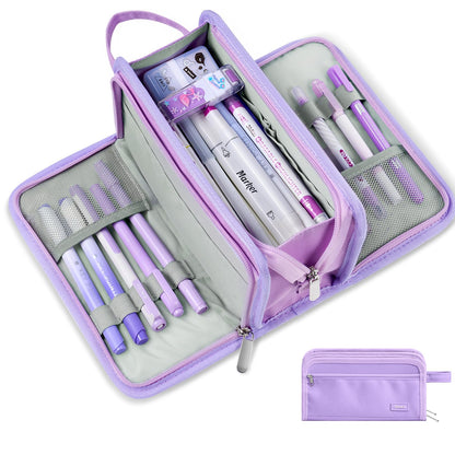 Sooez Big Pencil Case, Pencil Pouch, Pencil Bag, Pencil Box, Purple & Plaid
