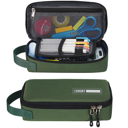 ECHSRT Large Pencil Case, Aesthetic Pen Pouch with Big Capacity, Minimalist Portable Stationery Bag with Handle for Office Organizer Aesthetic Pencil Cases