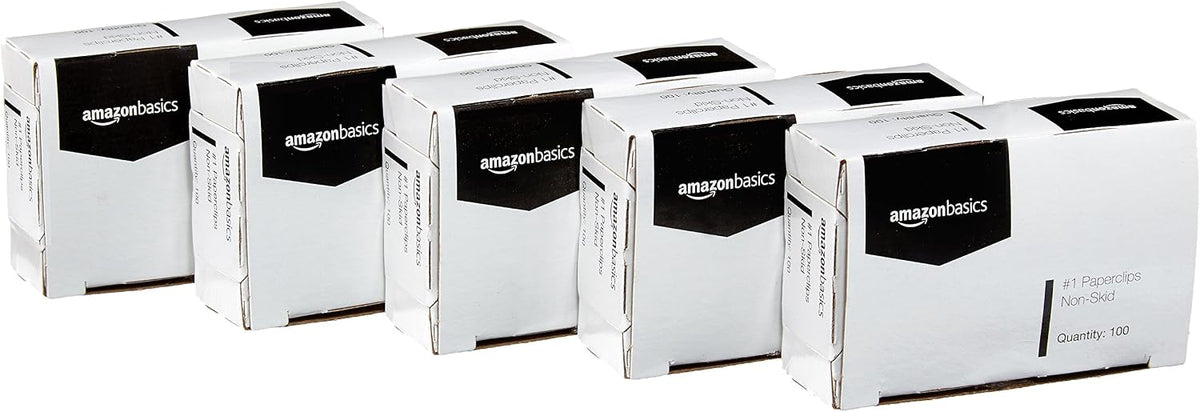 Amazon Basics No. 1 Paper Clips, Nonskid, 1000 Count (10 Pack of 100), Silver