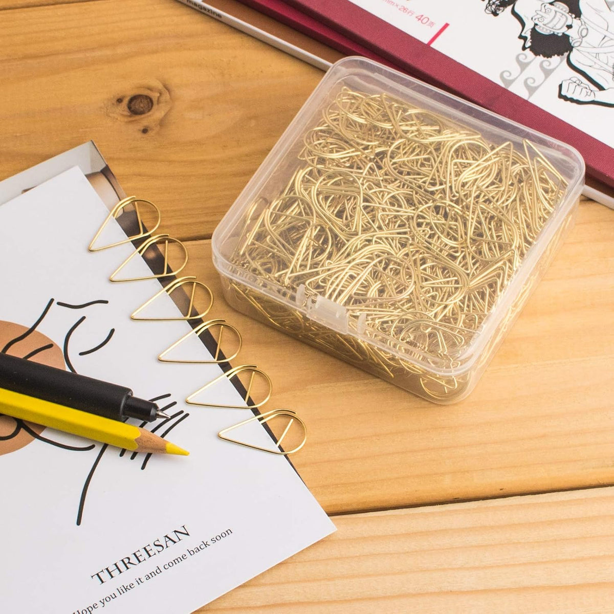 VENCINK 300 Pcs Gold Paper Clips Teardrop Cute Paperclips
