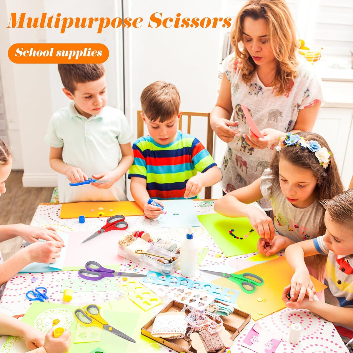 Scissors Bulk Set of 6-Pack, Taotree 8"Scissors All Purpose Heavy Duty