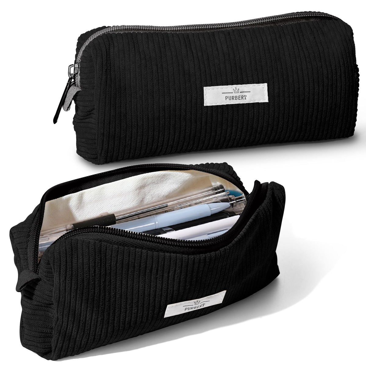 Soft Corduroy Pencil Case Pouch - Small Stationery Pen Bag Apricot