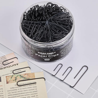 FUDAO FAMILY 500pcs Paper Clips Assorted Sizes, Small, Medium and Large（1.1inch, 1.3inch and 2inch Paper Clips, Vinyl Coated Paperclips for Office, School, Home Supplies (Black)