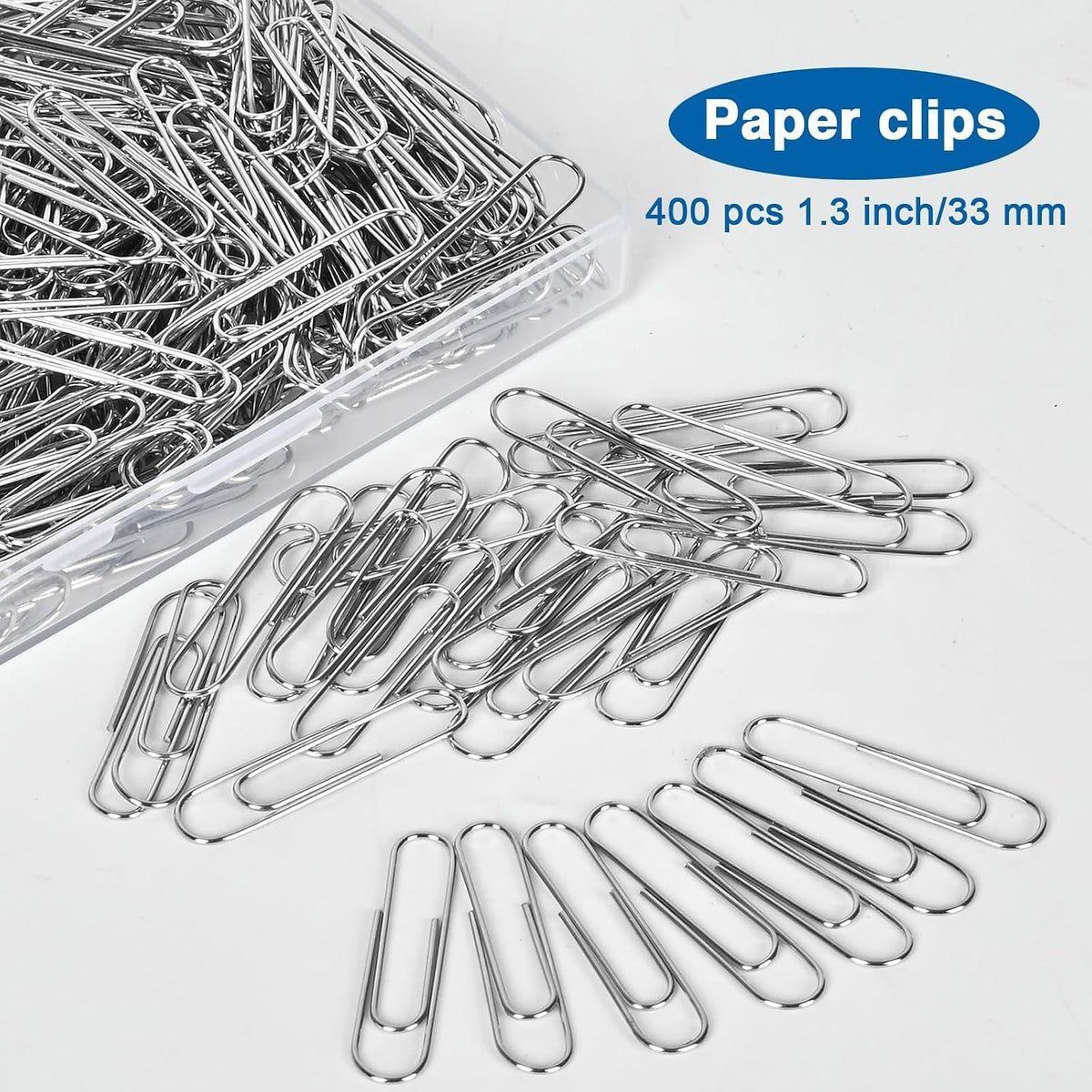 400 Pcs Medium Paper Clips,1.3 inch Metal Paper Clip for Office, School.