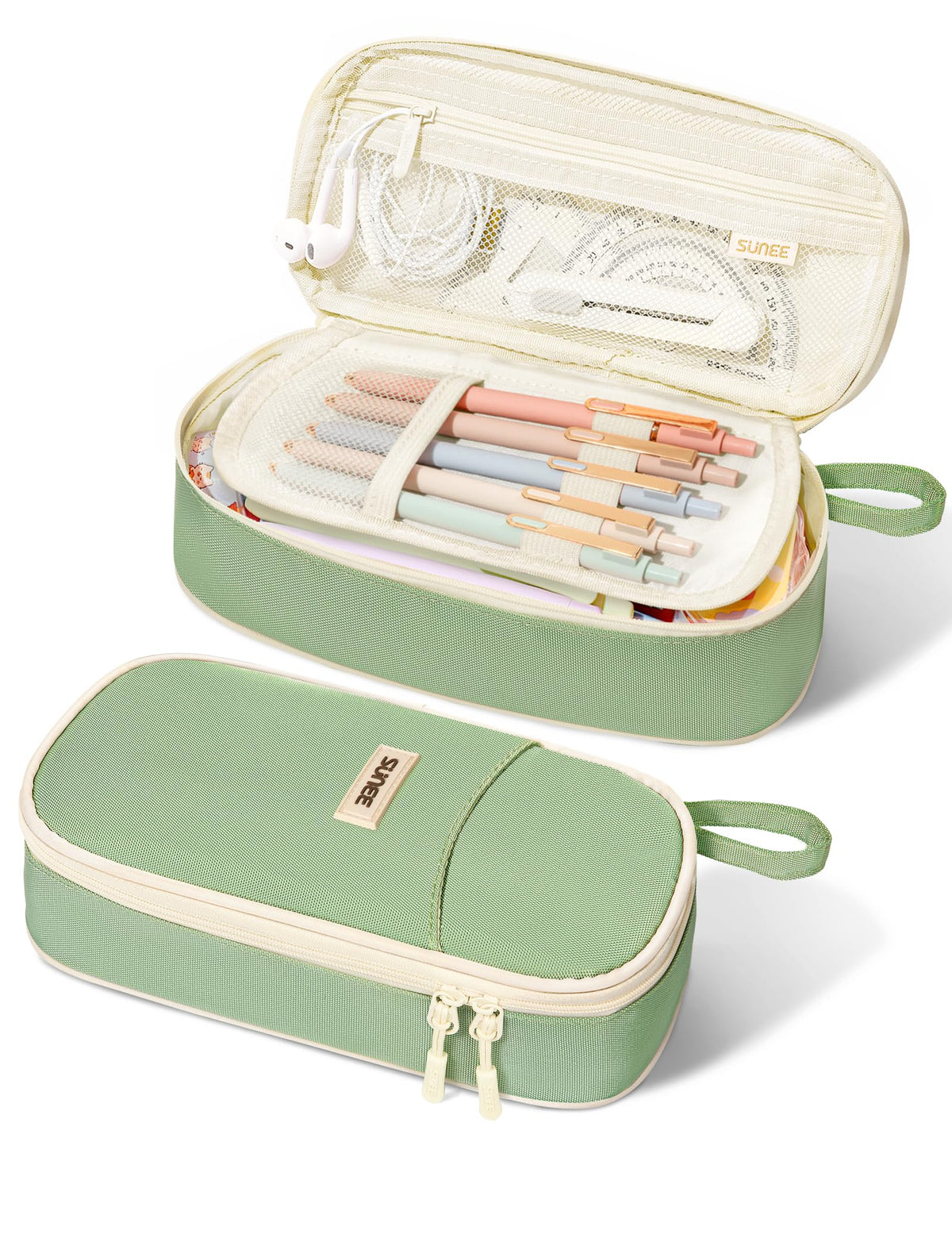 SUNEE Cute Pencil Case, Large Pencil Pouch, Aesthetic Big Pencil Bag with Zipper, Kawaii Stationery Storage and Organizer, School Supplies for Teen and Adult, Boys&Girls, Soft Corduroy Warm Beige