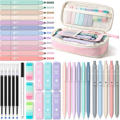Four Candies School Supplies with Cute Pencil Case, 39ct, Pink