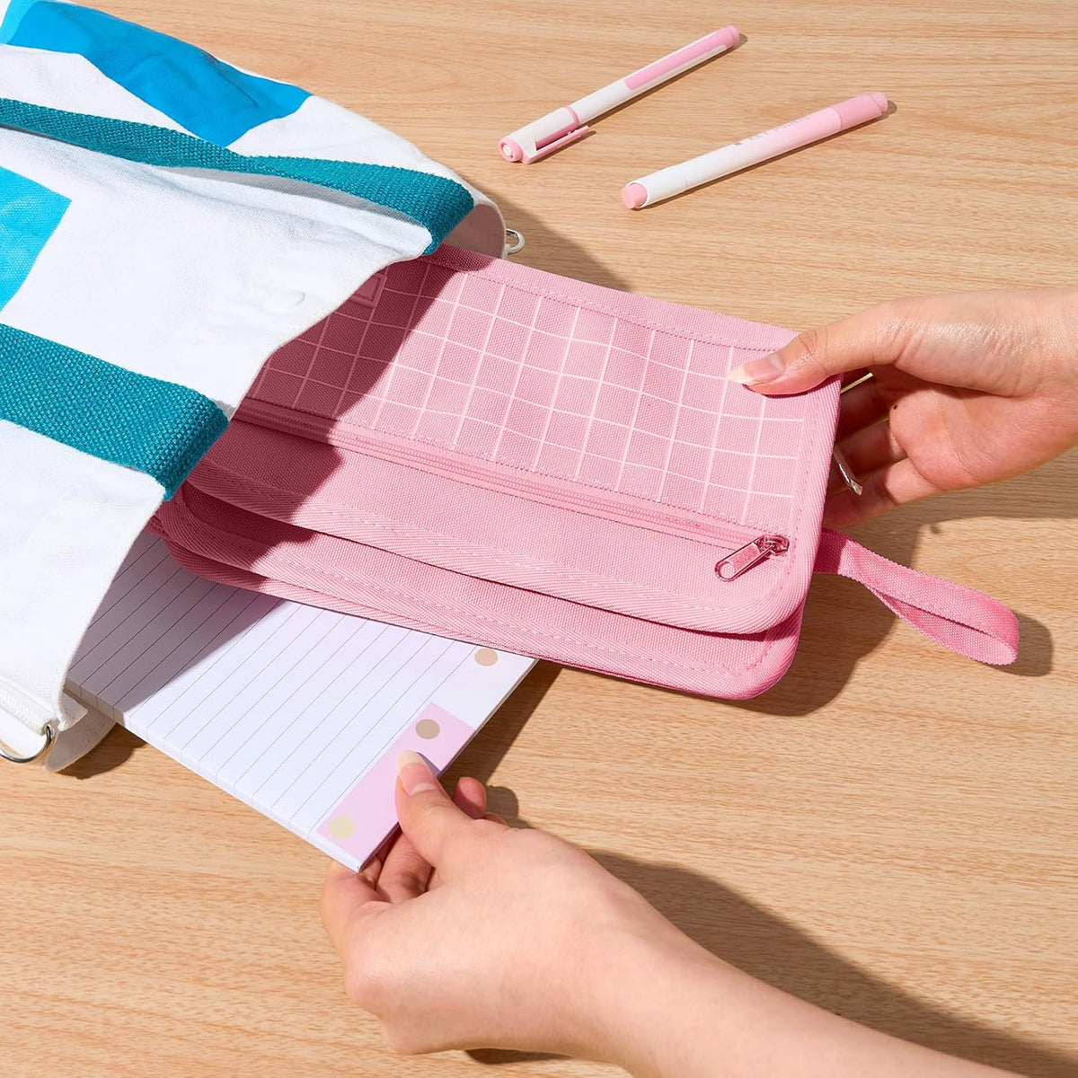 Sooez Big Pencil Case, Pencil Pouch, Pencil Bag, Pencil Box, Purple & Plaid