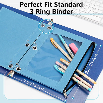 Forvencer 6 Pack Pencil Pouches for 3 Ring Binder, Smooth Zipper Pencil Bag