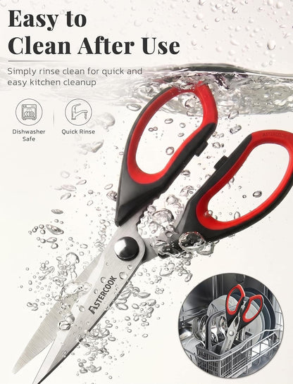 Astercook Kitchen Scissors, 3-Pack Heavy Duty Kitchen Shears with Stainless Steel Blades for Meat, Poultry, Herbs, Vegetables and Packaging, Dishwasher Safe