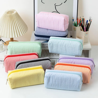 Cute Pencil Case Capacity Pencil Pouch Aesthetic Pen Bag Office Stationery Organizer Simple Sturdy Multifunctional Cosmetic Pouch (Navy blue)