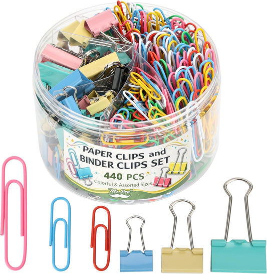 Mr. Pen- Paper Clips and Binder Clips Set, 440 pcs