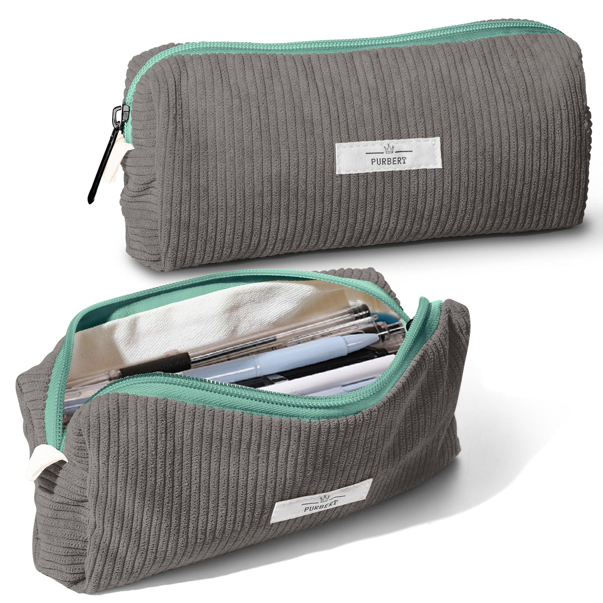 Soft Corduroy Pencil Case Pouch - Small Stationery Pen Bag Apricot