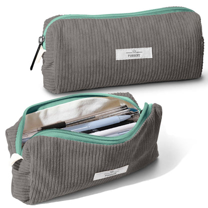 Soft Corduroy Pencil Case Pouch - Small Stationery Pen Bag Apricot